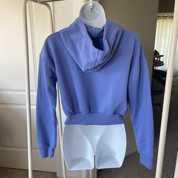 Forever21 purple blue cropped zip up hoodie preowned size small - Picture 5 of 7